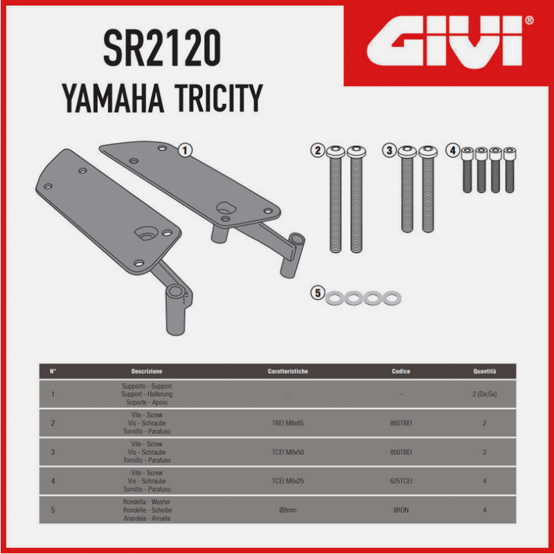 Support porte paquet Givi Yamaha Tricity MBK Tryptik